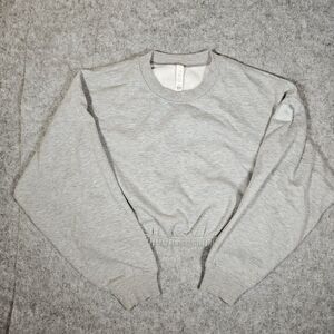 Alo Yoga Devotion Gray Crew Neck Cropped Pullover Sweatshirt READ